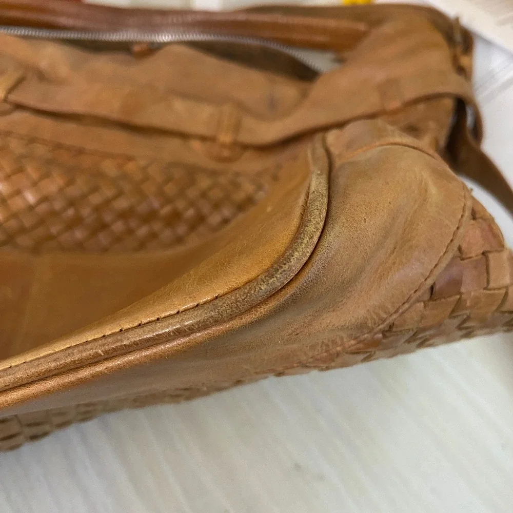 ADAX Copenhagen Camel Tan Brown Woven Braided Large Bag‎